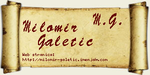 Milomir Galetić vizit kartica
